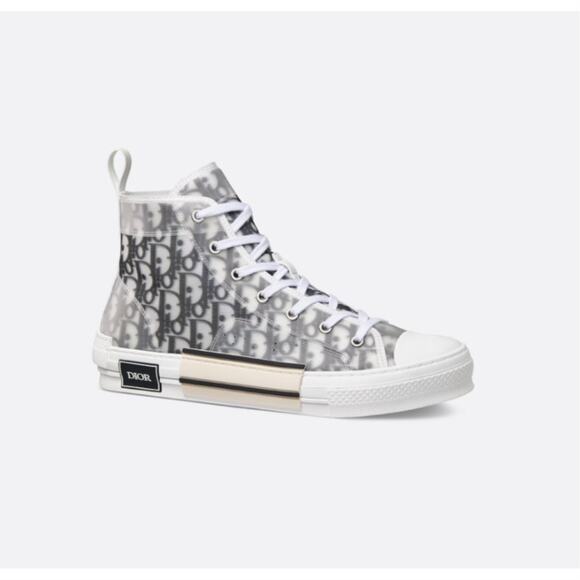 DIOR B23 League High-Top Sneaker White and Black Dior Oblique Canvas Sz 43 / 10 - Picture 1 of 9